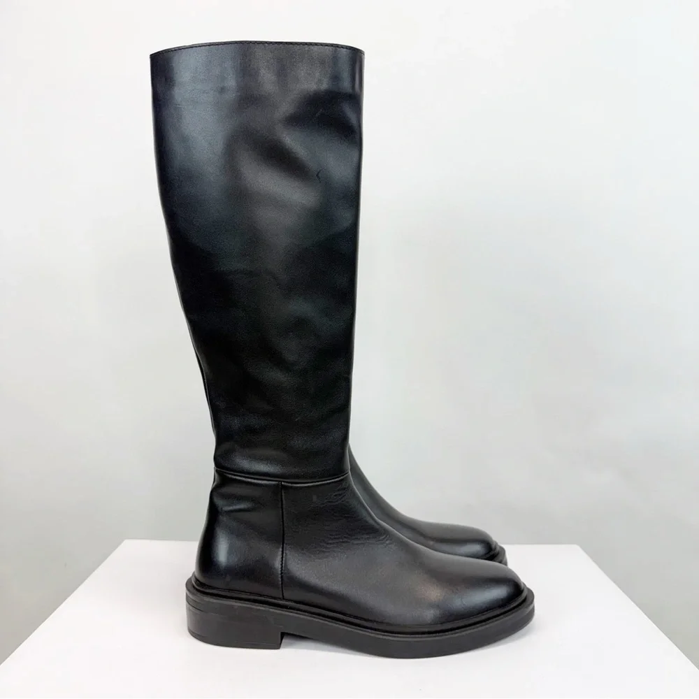 New La Canadienne Leather Knee High Boot Black Sz 9.5